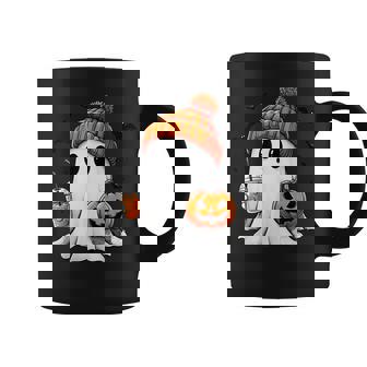 Cute Ghost Drinking Coffee Halloween Ghost Ice Coffee Coffee Mug - Thegiftio UK
