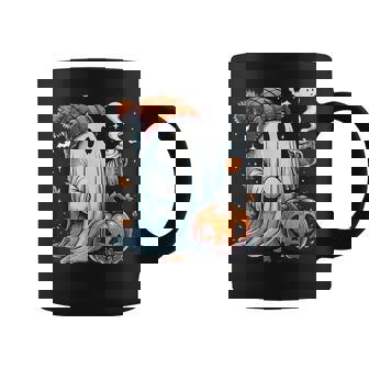 Cute Ghost Drinking Coffee Halloween Ghost Ice Coffee Womens Coffee Mug | Mazezy