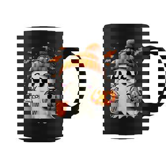 Cute Ghost Drinking Pumpkin Spice Ghost Halloween Costume Coffee Mug - Thegiftio UK