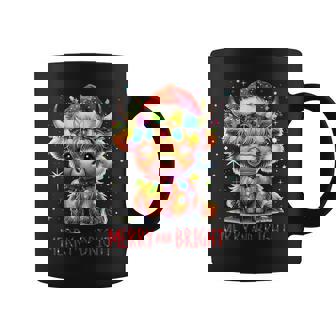 Cute Highland Baby Cow Christmas Lights Merry & Bright Xmas Coffee Mug | Mazezy