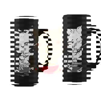 Cute Kawaii Anime Cat Eating Ramen Noodles Coffee Mug - Thegiftio