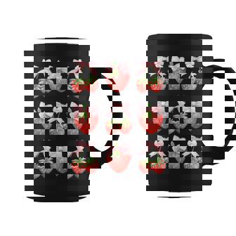 Cute Pink Bow Coquette Strawberry Clean Girl Aesthetic Coffee Mug - Monsterry