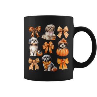 Cute Shih Tzu Dog Lovers Coquette Bows Pumpkin Autumn Fall Coffee Mug | Seseable UK