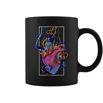 Cyborg Robot Heart Vaporwave Futuristic Cyberpunk Clothing Coffee Mug - Thegiftio