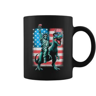 Dino Statue Of Liberty 4Th Of July Boys American Flag Coffee Mug - Monsterry AU