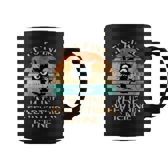 Divertido Gato Negro Retro Está Bien Estoy Bien Todo Está Bien Taza de café - Regaloses