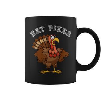 Eat Pizza Thanksgiving Angry Turkey Gobble Coffee Mug - Monsterry