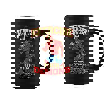 Exercise Your Demons Devil Weightlifting Satan Workout Coffee Mug - Monsterry