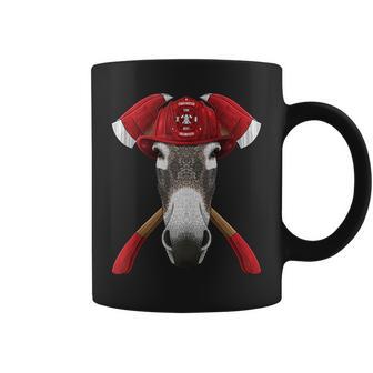 Firefighter Donkey Fireman Boys Kids Fire Rescue Farm Animal Tank Top Graphic Print Coffee Mug - Monsterry