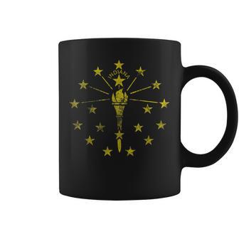 Flag Of Indiana Patriotic Vintage Grunge Fade Coffee Mug - Monsterry
