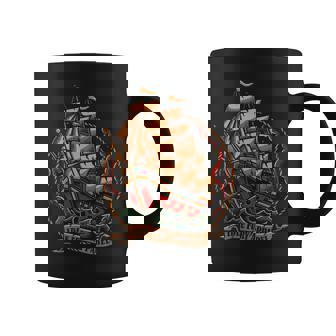 Front Print Idle Fury Traditional Tattoo Ship Storm Sea Coffee Mug - Thegiftio UK