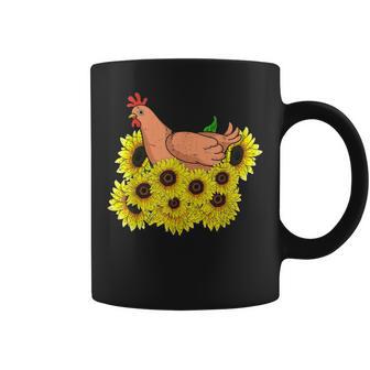 Farm Animal Bird Sunshine Sunflower Floral Chicken Coffee Mug - Monsterry