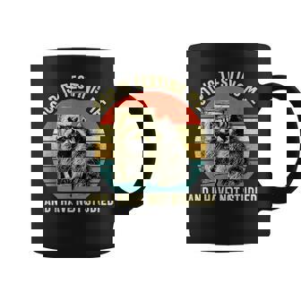 God Is Testing Me And I Have Not Studied Retro Raccoon Coffee Mug - Monsterry