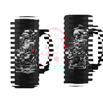 Santa Playing Ice Hockey Lovers Boys Girls Christmas Coffee Mug - Seseable