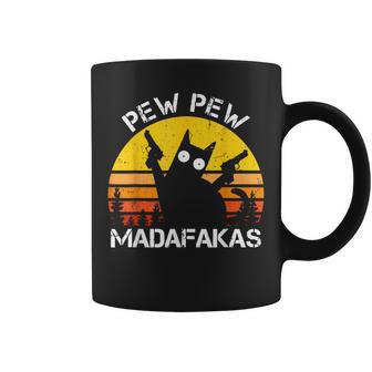 Gato Pew Pew Madafakas Crazy Cat Gun Regali Divertenti Taza de café - Regaloses