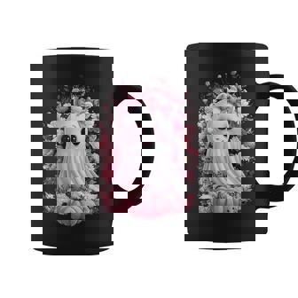 Girls Women's Cute Pink Bow Coquette Girly Halloween Ghost Coffee Mug - Monsterry