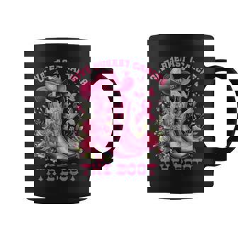 Give Breast Cancer The Boot Cowgirl Cancer Awareness Ribbon Coffee Mug | Mazezy