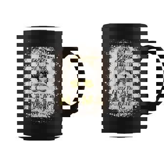 Glitter & Dirt Mama Of Both Leopard Camo Messy Bun Bleached Graphic Print Coffee Mug - Monsterry