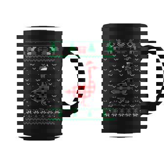 Goose Red Plaid Ugly Christmas Sweater Matching Pajamas Coffee Mug - Thegiftio UK