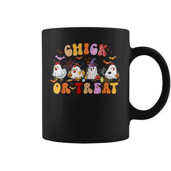 Halloween Spooky Season Chick Or Treat Western Farm Animals Coffee Mug - Monsterry
