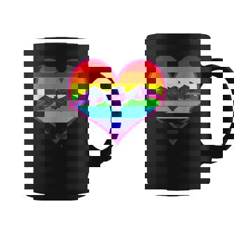 Happy Gayoween Bat Lgbt Halloween Rainbow Heart Coffee Mug - Monsterry