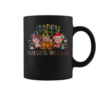 Happy Hallothanksmas Cute Pig Farm Animals Farmer Pig Lover Coffee Mug - Monsterry