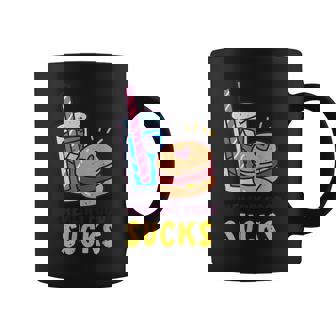 Healthy Food Sucks Healthy Food Is Shit Doodle Graphic Print Coffee Mug - Monsterry