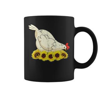 Hippie Sunflower Farm Animal Lover Sunshine Floral Chicken Coffee Mug - Monsterry