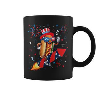 Hotdog 4Th Of July Patriotic Rocket And Fireworks Usa Flag Coffee Mug - Monsterry