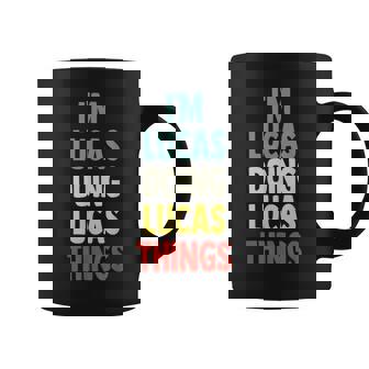 I'm Lucas Doing Lucas Things Fun Nombre Personalizado Lucas Taza de café - Regaloses