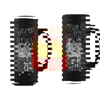 It's Fine I'm Fine Corgi Dumpster Fire Dog Lover Retro Graphic Print Coffee Mug - Monsterry