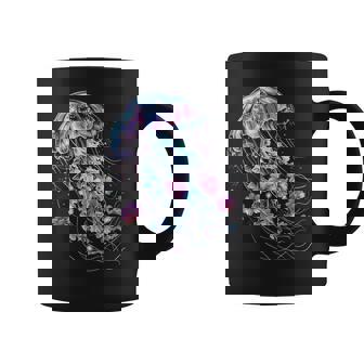 Jellyfish Flowers Vintage Floral Scuba Diving Surf Coffee Mug - Monsterry