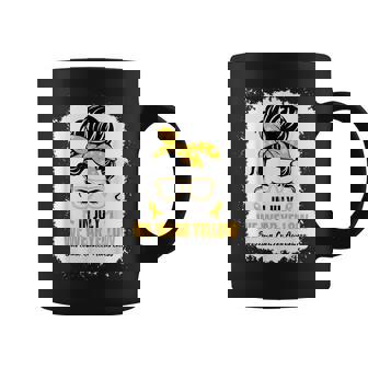 In July We Wear Yellow Sarcoma Cancer Awareness Messy Bun Coffee Mug - Seseable