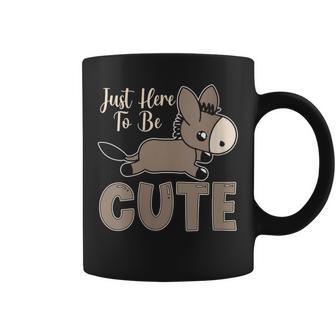 Just Here To Be Cute Donkey Rescue Lovers Farm Animal Donkey Graphic Print Coffee Mug - Monsterry