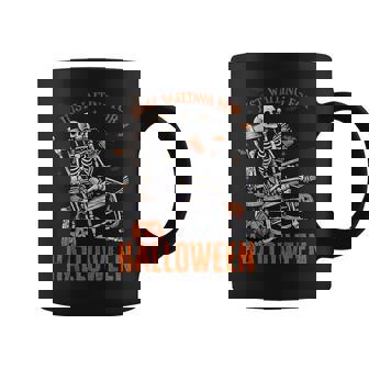 Just Waiting For Halloween Skeleton Halloween Party Matching Coffee Mug - Thegiftio