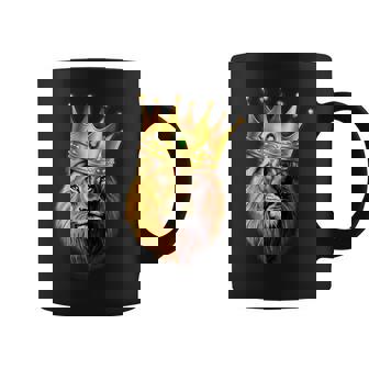 King Lion With Crown On Head Street Art King Of Jungle Graphic Print Coffee Mug - Monsterry