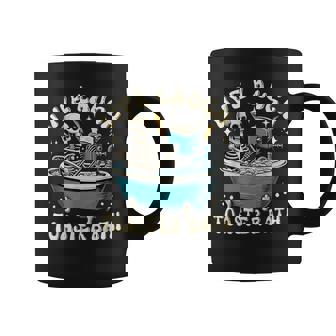 Live Laugh Toaster Bath Skeleton Meme Saying Coffee Mug - Monsterry