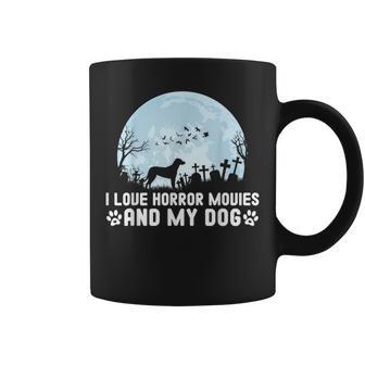 I Love Horror Movies And My Dog Coffee Mug - Monsterry