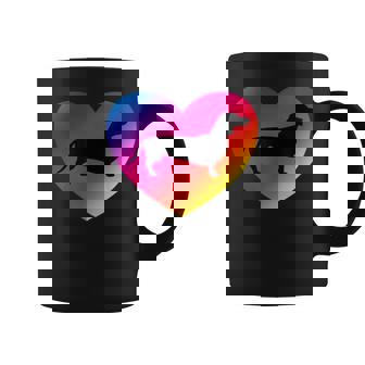 I Love My Weiner Dog Dachshund Silhouette Rainbow Heart Graphic Print Coffee Mug - Monsterry