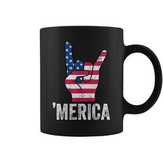 Merica Rock Sign America Flag Boys 4Th Of July For Men Coffee Mug - Monsterry UK