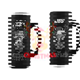 Merry Christmas Reindeer Santa Christmas Lights Women Coffee Mug | Seseable CA