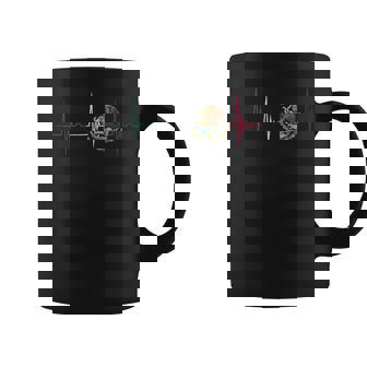 Mexico Heartbeat Ekg Pulse Cardiogram Emblem Mexican Flag Coffee Mug - Monsterry