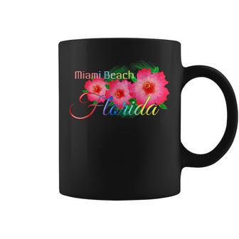 Miami Beach Florida Fleurs Tropicalesacances En Famille Tasse - Cadeauxyz
