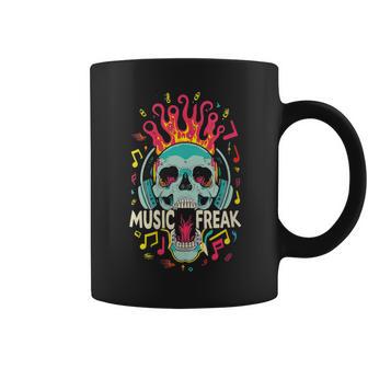 Music Freak Skull Headphones Cool Music Lover Idea Coffee Mug - Monsterry