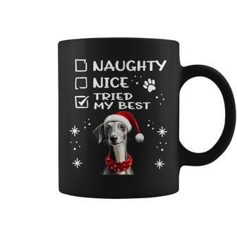 Niedlicher Whippet-Hund Weihnachten Naughty Nice Tried My Best Tassen - Geschenkecke