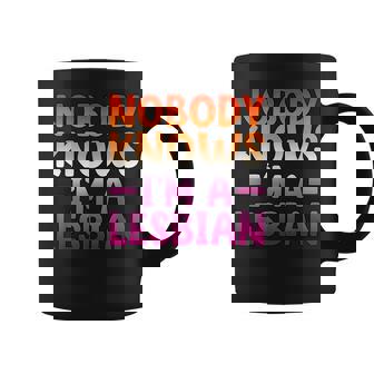Nobody Knows I'm A Lesbian Flag Gay Pride Lgbt Pride Month Coffee Mug - Thegiftio UK