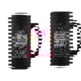 In October We Wear Pink Sugar Skull Halloween Breast Cancer Coffee Mug | Seseable CA