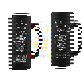 Hispanic Heritage Month Retro Hand Sign All Countries Coffee Mug - Monsterry