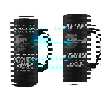 Peace Love Country Music Guitar Shadow Lake Hippie 70S Coffee Mug - Monsterry