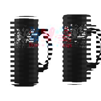Peace Love Dog Cute Dog Paw Print American Flag 4Th Of July Coffee Mug - Monsterry